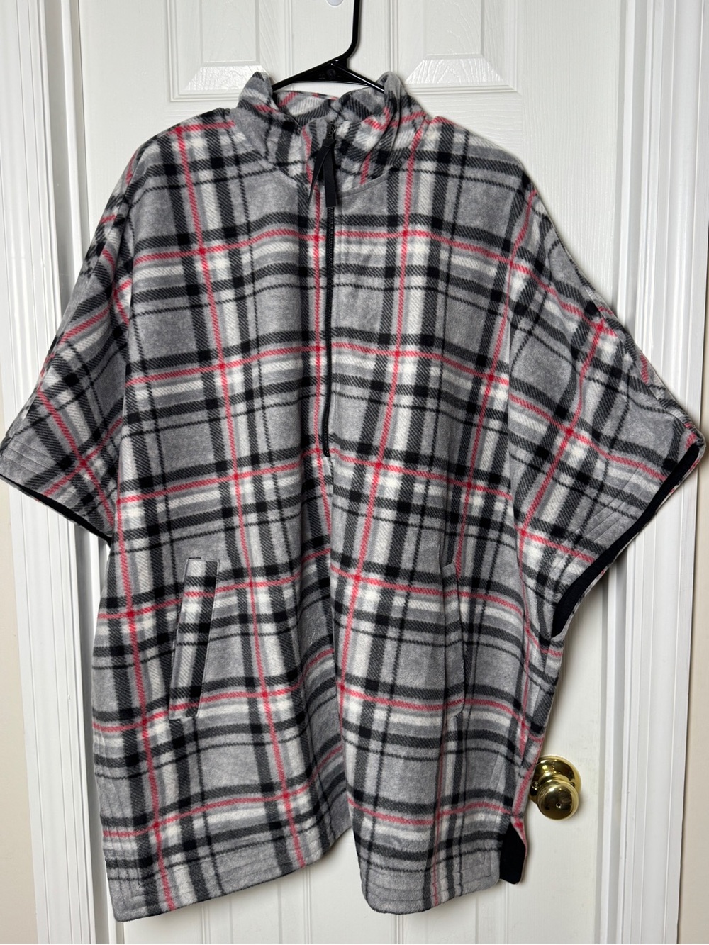 Coldwater Creek Plaid Fleece Quarter-Zip Poncho Cape One Size Plus 1X 2X 3X - Picture 11 of 11